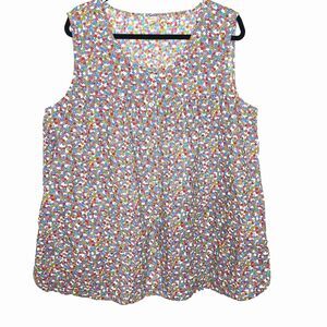 Pink K Pearl Snap Sleeveless Blouse Floral Pockets Lightweight Womens 1X
